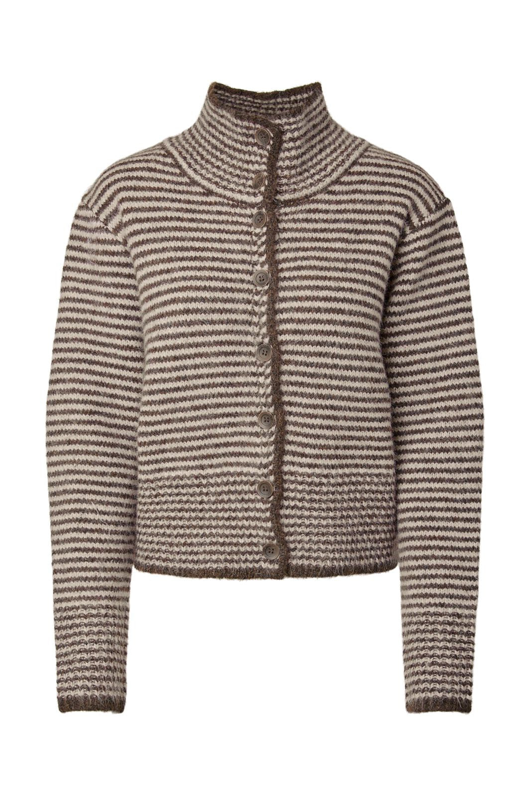 Pieces - Pcvena Ls High Neck Knit Cardigan - 5191877 Whitecap Gray Hot Fudge