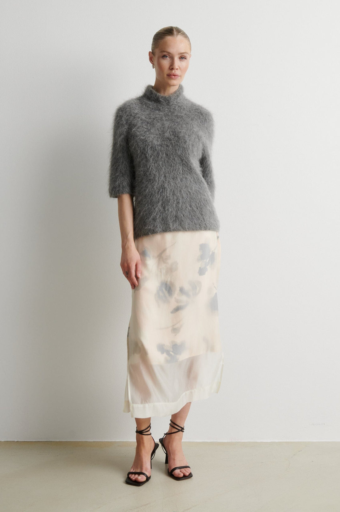 Second Female - Karla Knit SS 59913 - 7003 Dark grey melange Strikbluser 