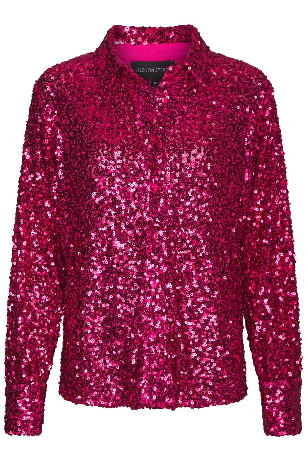Valentin Studio - Classy Sequins Shirt 163336 - 457 - Pink/Red Skjorter 
