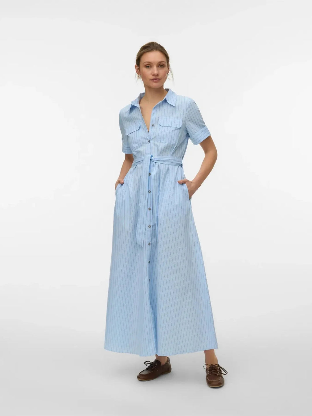 Vero Moda - Vmlotus 2/4 Ancl Shirt Dress Sb2 - 5078973 Cashmere Blue Blue Kjoler 