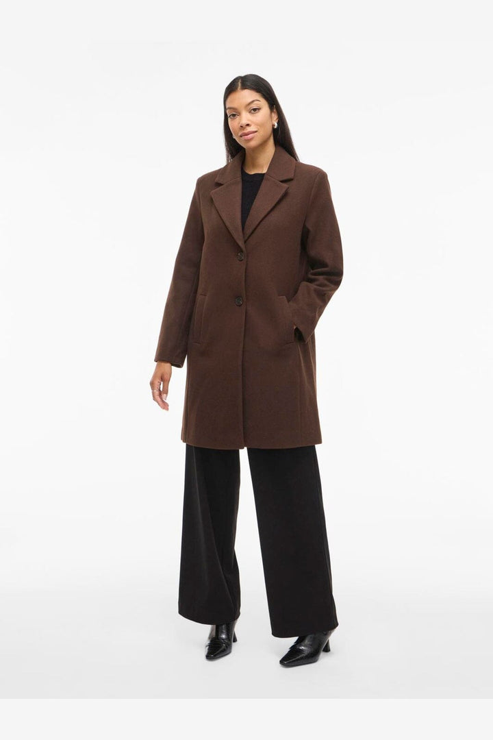 Vila - Viclaudia Button Coat - 4912896 Coffee Bean