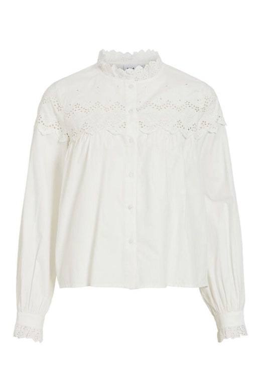 Vila - Vifima L/S Frill Shirt/Ls - 5135059 Snow White Skjorter 