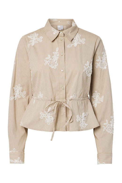 YAS - Yaschar Ls Pearled Stripe Shirt - 5243068 Birch Brown Stripes